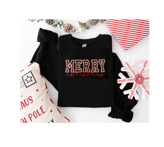 Merry Christmas Embroidered Applique Sweatshirt